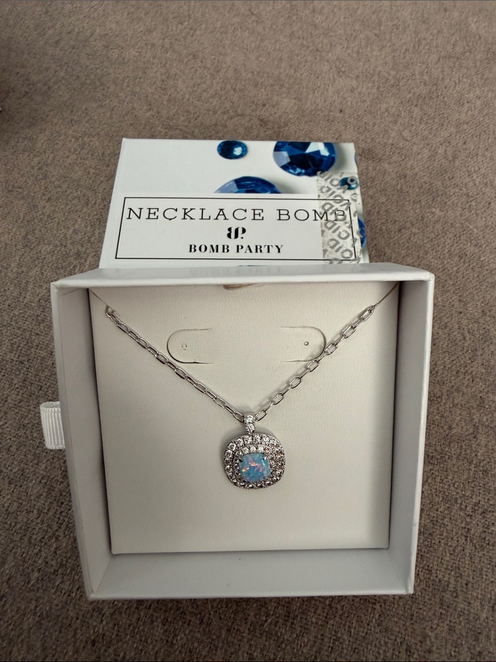 Necklace Bomb Silver Opal Halo Necklace